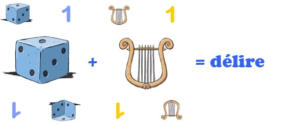 rébus dé + lyre = délire